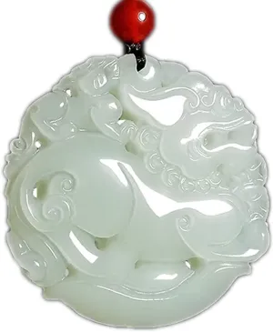 Women's Necklaces Men's NecklacesSuperb Sculpture White jadeFu Foo Dog Lion Kirin kylin Pendant Necklace amulet Men or Women