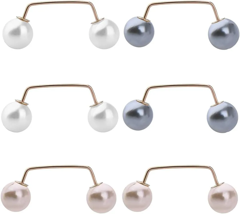 Yaozeio Decorative Pearl Brooch Pins for Women: Shawl, Sweater, Scarf, Jacket, Blouse & Dress Clips - Anti Exposure - Silver