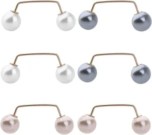 Yaozeio Decorative Pearl Brooch Pins for Women: Shawl, Sweater, Scarf, Jacket, Blouse & Dress Clips - Anti Exposure - Silver