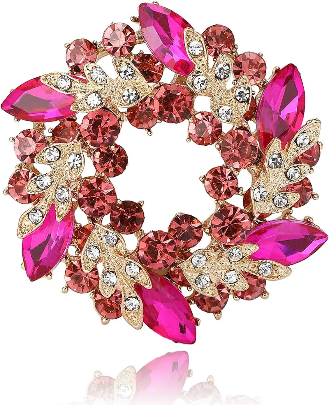 YOQUCOL Austrian Crystal Flower Brooch Pin for Women Cloth Jewelry Accessories