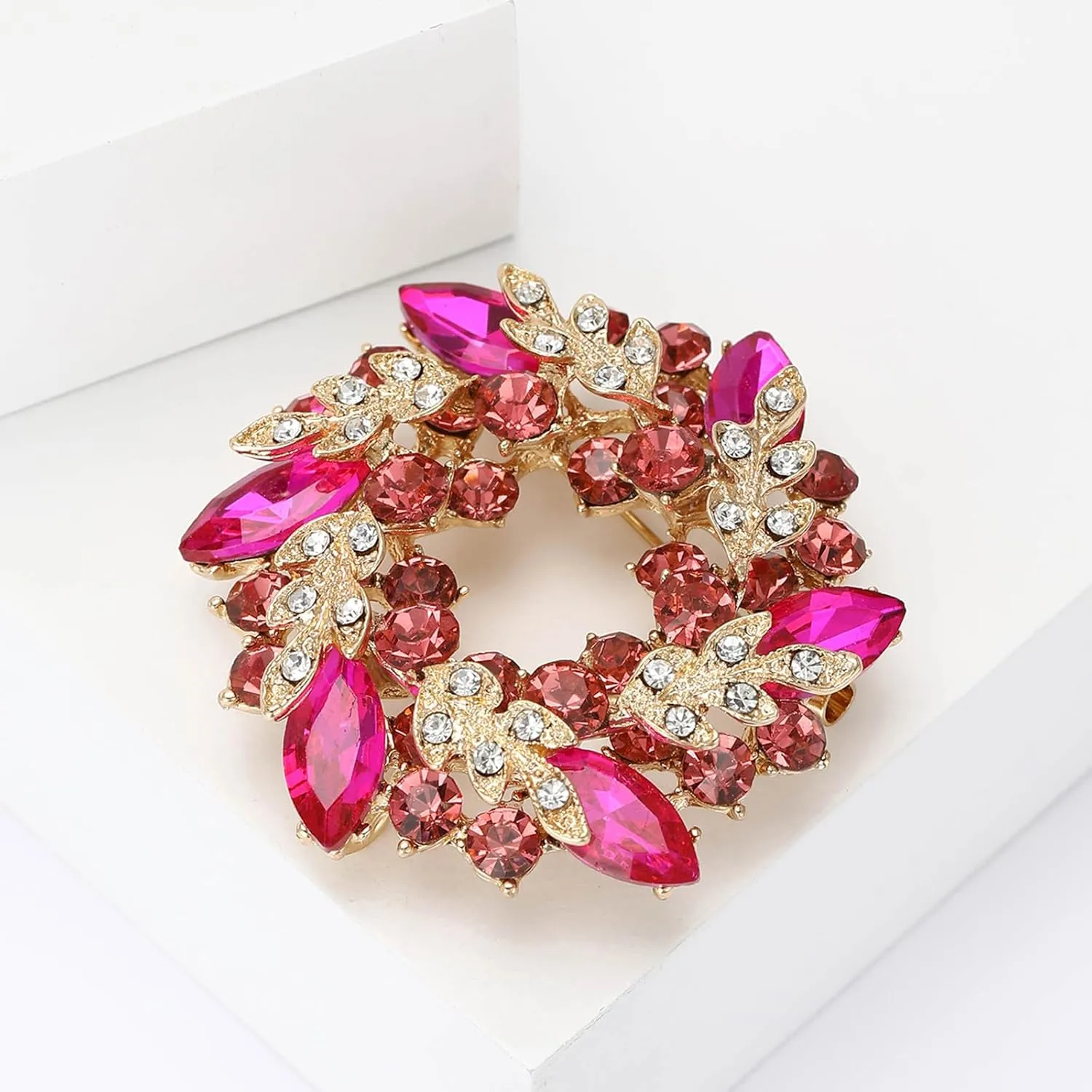 YOQUCOL Austrian Crystal Flower Brooch Pin for Women Cloth Jewelry Accessories
