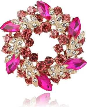 YOQUCOL Austrian Crystal Flower Brooch Pin for Women Cloth Jewelry Accessories