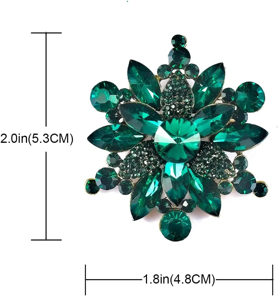 YOQUCOL Vintage Austrian Crystal Rhinestone Flower Shape Brooch Pin for Women