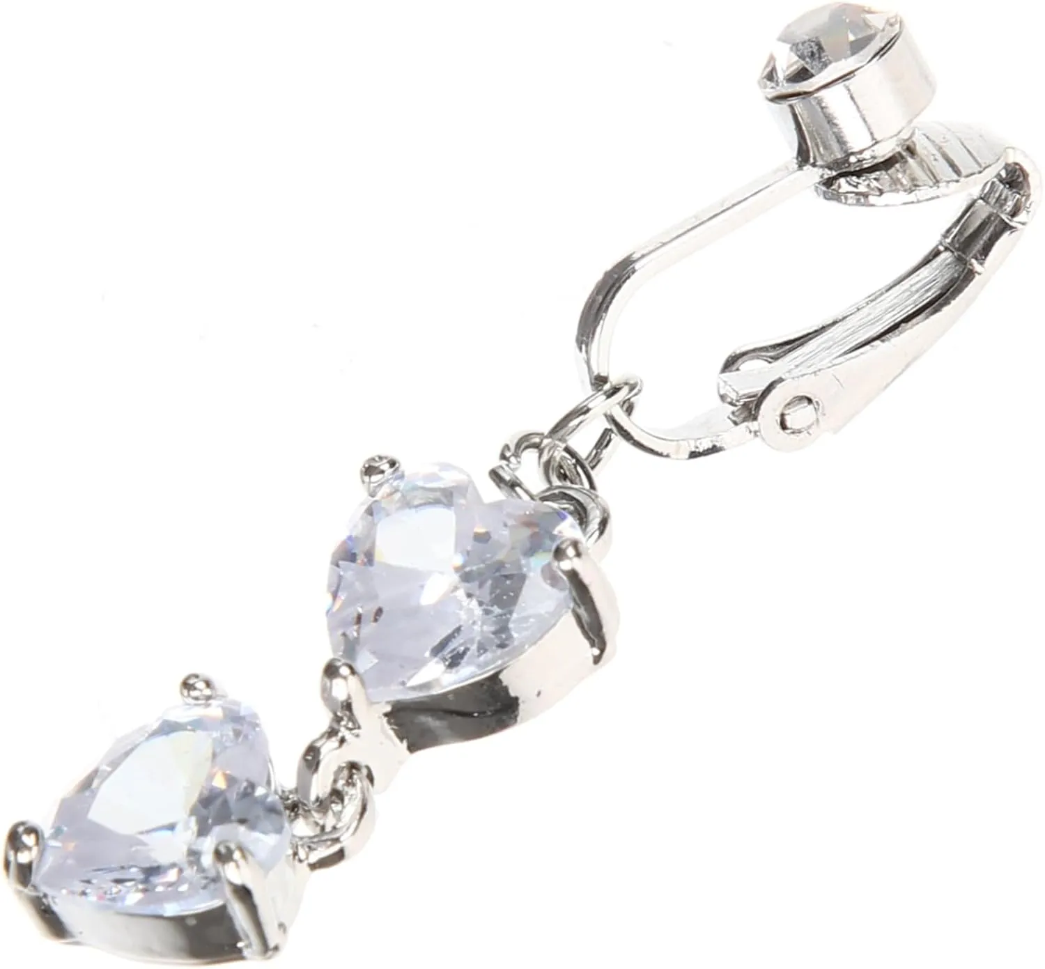 Zircon Dangle Belly Button Ring Elegant Non Piercing Body Jewelry for Women Unique Heart Design Sparkling Decoration Present for Body Art Lovers